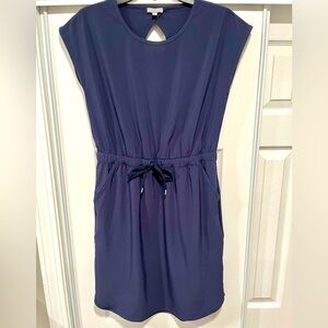 T By Talbots Womens Short Sleeve Dress Size Petite Navy Knee Length Dress